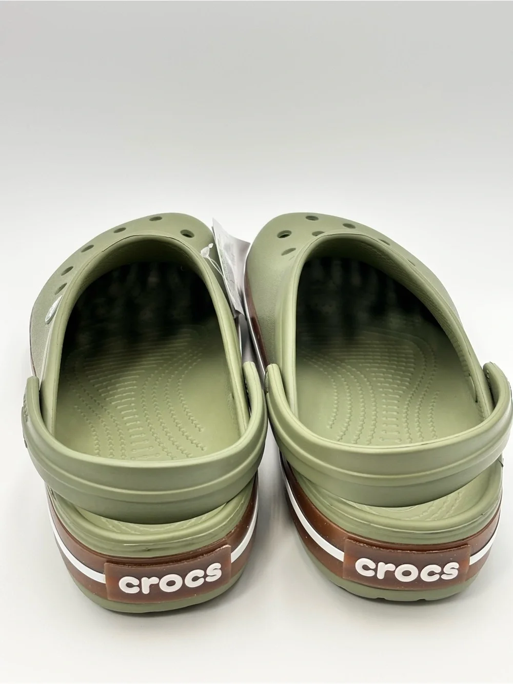 CROCS crocband gum clog Classic Clog in Olive Green with Brown Trim M7/ W9